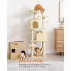 61-Inch Plush Multi-Level Cat Condo with 5 Scratching Posts, 2 Perches, 2 Caves, Hammock - 2 of 4