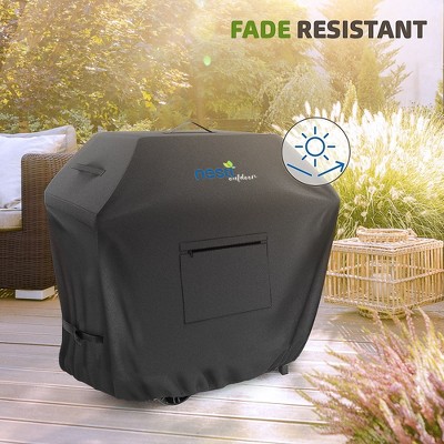 Nestl Heavy Duty Black Waterproof BBQ Grill Cover with Zipper Pocket