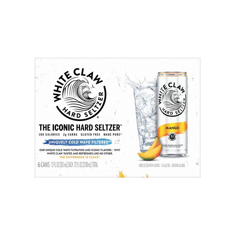 White Claw Mango Hard Seltzer - 6pk/12 fl oz Slim Cans, 4 of 9