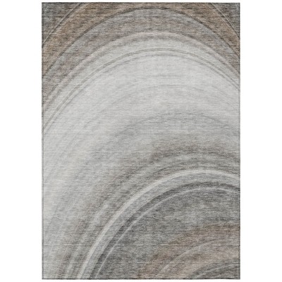 Gray Silver And Beige Abstract Washable Indoor Outdoor Area Rug