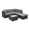 Sonkuki 4-Piece Patio Conversation Set with Ottoman and Tempered Glass Coffee Table - image 2 of 4