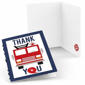 Big Dot of Happiness Fired Up Fire Truck - Firefighter Firetruck Baby Shower or Birthday Party Thank You Cards (8 count) - 1 of 4
