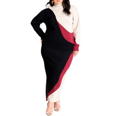 ELOQUII Women's Plus Size Intarsia Sweater Skirt