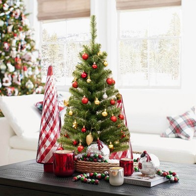 Costway 3ft Unlit Artificial Christmas Halloween Mini Tree Black with Plastic Stand Green/Black/Pink