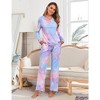 Women's Pajama Set Tie Dye Two Piece Long Sleeve Tops and Pants Sleepwear Soft Loungewear Pjs - 2 of 4