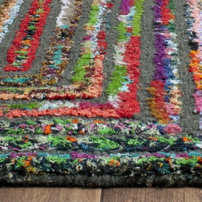 Handmade Multicolor Wool and Cotton 6' x 9' Rectangular Area Rug