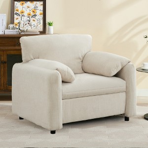 Runesay Modern Lounge Chair, Chenille Oversized Armchair, 38 Inch Wide, Comfortably Upholstered Single Lounge Sofa Chair Gray/Beige - 1 of 4