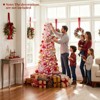 Tangkula Pre-Lit Christmas Tree Slim Pencil Xmas Tree w/ Snow Flocked PVC Branch Tips - 3 of 4