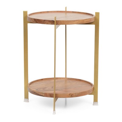 Barnsley Handcrafted Boho Glam Acacia Wood End Table Natural/Gold - Christopher Knight Home