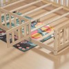 Mshliw Full Size Montessori Floor Bed with Fence and Door, Wooden Platform Bed Frame with Slats for Kids and Toddlers Bedroom - 4 of 4