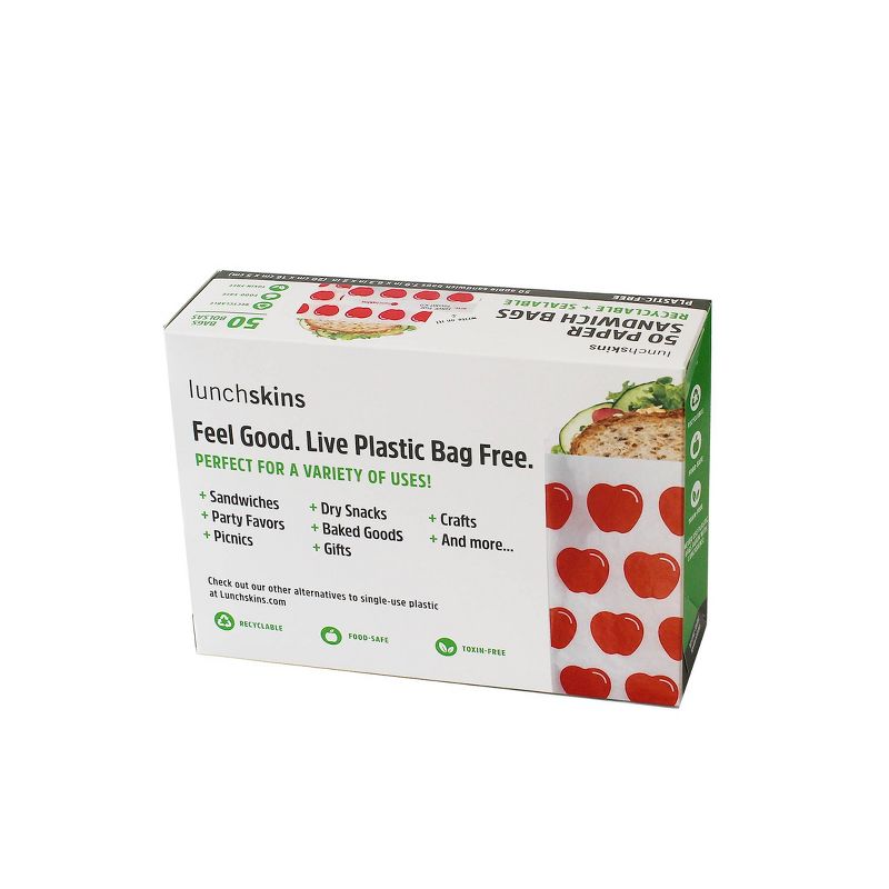 Lunchskins Recyclable & Sealable Paper Sandwich Bags - Apple - 50ct, 3 of 16