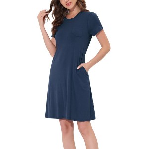 cheibear Women's Tank Crew Neck Soft Lounge Sleeping Pullover Pajama Dress Nightgown - 1 of 4