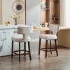 Rustic Linen Counter High Chairs with Back,Mid Century Chair,Upholstered Armless Chair for Compact Dining Area or Living Room-Maison Boucle - 2 of 4