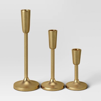 Set of 3 Traditional Aluminum Pillar Candle Holders - Olivia & May