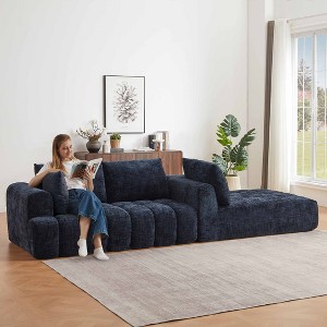 Aukfa 108.2"L-Shaped Chenille Sectional Sofa with Chaise,No Assembly Required Modular Sofa,Tufted Upholstery,Blue - 1 of 4