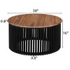 30 Inch Round Acacia Wood Coffee Table with Slatted Base, Natural and Black Modern Living Room Center Table with MDF Top-Maison Boucle - 3 of 4