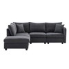 Striped 5-Seat Sectional Sofa: Convertible Ottoman, 2 Pillows - L-Shape for Living Room - 3 of 4