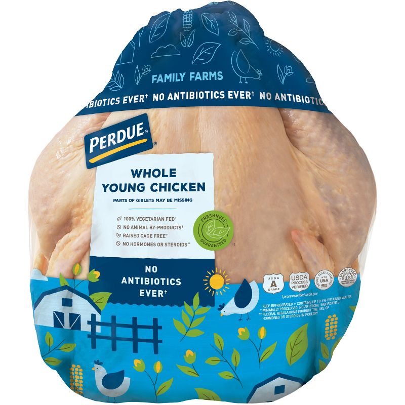Perdue Whole Young Chicken Antibiotic Free - 5-6.25 lbs - price per lb, 1 of 7