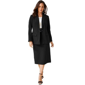 Jessica London Women's Plus Size 2-Piece Stretch Crepe Single-Breasted Skirt Suit - 1 of 4