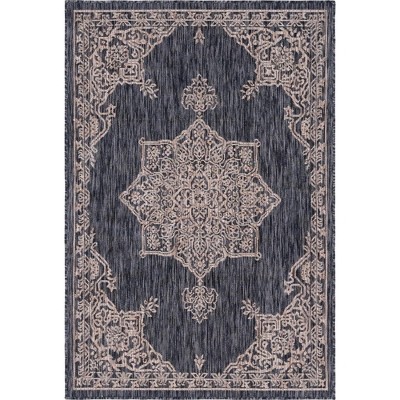 Charcoal Gray Easy-Care Synthetic 4' x 6' Outdoor Rug