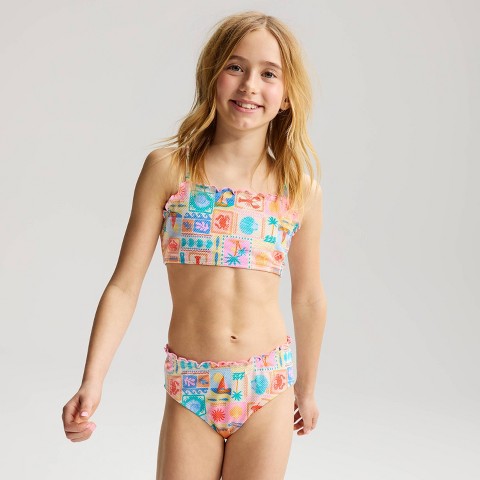Cat & Jack Girls' Beach Printed Bikini Set - Cat & Jack™ Multi M
