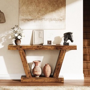 Console Sofa Table, 2-Tier Farmhouse Narrow Behind Couch Sofa, Extra-Long Accent Entryway Table for Hallway - 1 of 4