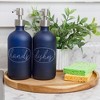 Cornucopia Brands 16oz Glass Pump Bottles, 2pk, Blue w/Silver; Soap Dispenser Pump Bottles w/ Brushed Metal Pump Tops - 2 of 4