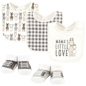 Hudson Baby Cotton Bib and Sock Set, Little Love Lama, One Size - 1 of 4