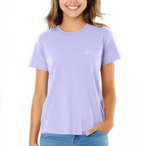 Dalix Be Kind Embroidered Cotton Relaxed Fit Short Sleeve Crewneck Tee Shirt Women - 1 of 4