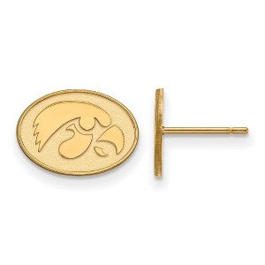 Black Bow Jewelry 14k Yellow Gold Plated Sterling Silver Iowa Hawkeyes NCAA Post Earrings - 1 of 3
