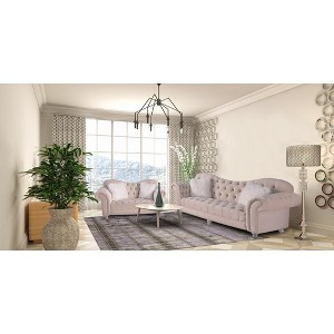 2pcs Couch Set Luxury Classic America Chesterfield Loveseat and Sofa Tufted Camel Back - Morden Fort - 1 of 4