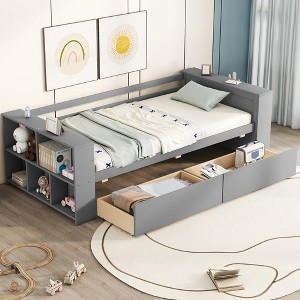 Whisen Twin Size Daybed with Built-in Bookcase and Drawers - 1 of 4