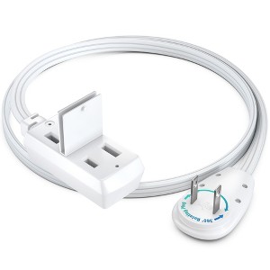 Maximm Cable 360 Degree Rotating Flat Plug Extension Cord 16 AWG 3-Outlet, 2 Prong with Safety Cover - UL Certified - 1 of 4
