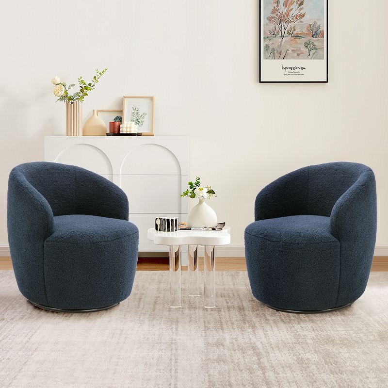 Fannie Set Of 2 Teddy Swivel Chair,25.60'' Wide Small Size Teddy Accent Chairs,Upholstered 360° Swivel Barrel Chair-The Pop Maison, 1 of 10