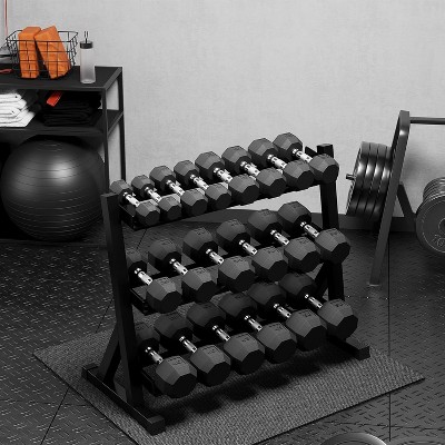Premium Rubber Hex Dumbbell Set for Home Gym, Multiple Weights (350LB or 550LB) for Strength Training & Full Body Workouts