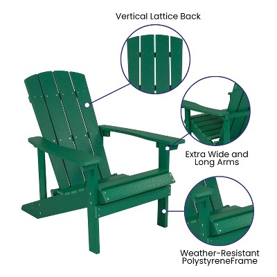 Coastal Breeze Green Poly Resin Adirondack Chair Set