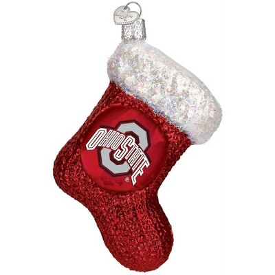 Ohio State Buckeyes Red Glass Stocking Ornament