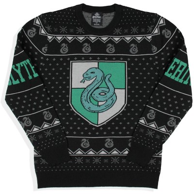 Seven Times Six Harry Potter Men's House Crests Ugly Christmas Sweater - All 4 Houses Available Black