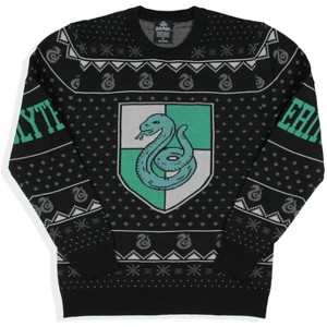 Seven Times Six Harry Potter Men's House Crests Ugly Christmas Sweater - All 4 Houses Available Black - 1 of 4