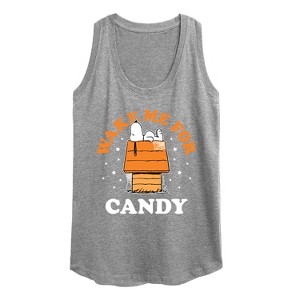 Women's - Peanuts - Wake Me For Candy Graphic Racerback Tank - 1 of 4