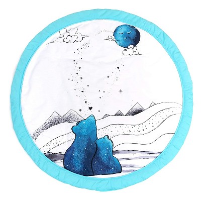 Image of JumpOff Jo - Round Baby Floor Mat for Tummy Time, Play, and More, 36" Diameter - Mama Bear Blue