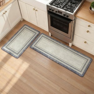 BAGOKIE 2 Pieces Cushioned Anti Fatigue Kitchen Rugs and Mats Set, 17.3"x47"+ 17.3"x29" - 1 of 4