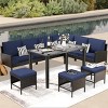 7 Piece Small Space Patio Conversation Set with Glass Top Table and Cushions for Balcony, Terrace, or Backyard-Maison Boucle - 2 of 4
