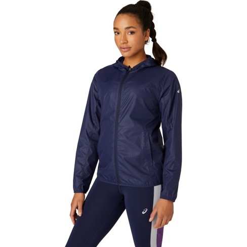 Asics Women's Packable Jacket Running Apparel, L, Peacoat Emboss : Target