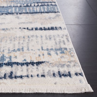 Bayside Blue and Gold Square Synthetic Area Rug