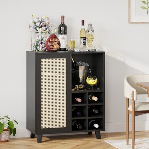 SEVOBAL 47" Sideboard Cabinet Storage Bar Cabinet with Rose Racks Buffet Cabinet for Home Living Room Kitchen Entryway, Black, 15"*27.5"*33.8" - 1 of 4