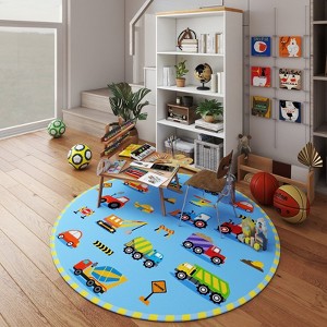 LOVEVOOK Car Rug Play Mat, Playmat for Kid Bedroom, Non-Slip Machine Washable Carpet for Learn and Have, Blue - 1 of 4