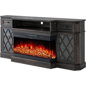 70" Bevel Farmhouse TV Stand with 36" 3-Sided Glass Fireplace - 1 of 4