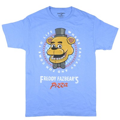 Seven Times Six Five Nights At Freddy's Shirt Men's Freddy Fazbear's Pizza Graphic Top Blue