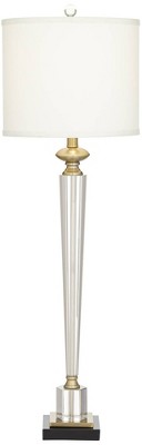 Elegant Hexagonal Crystal Glass Table Lamp with White Drum Shade
